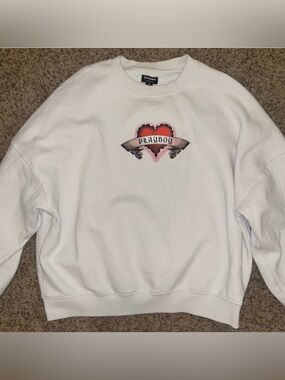 Playboy White Heart Logo Crewneck Sweatshirt
